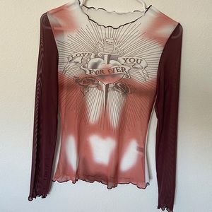 Brown Mesh Long Sleeve